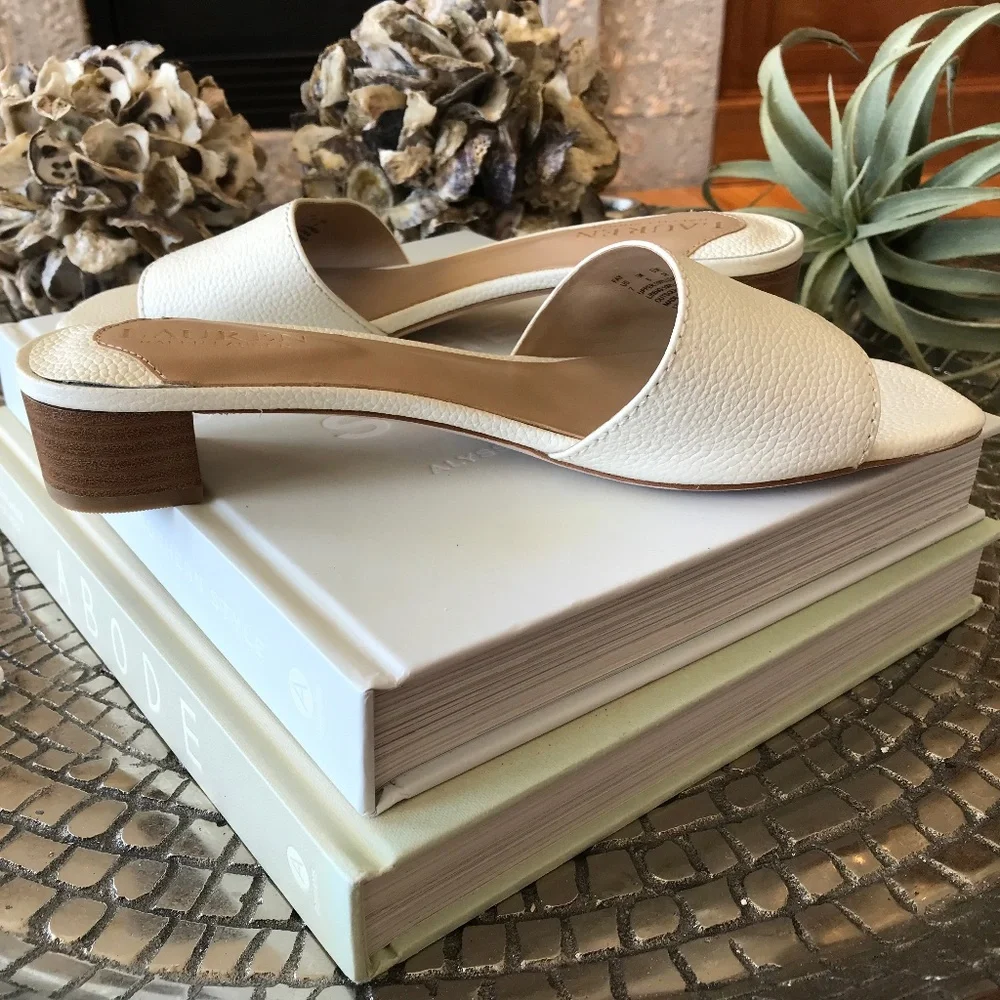 RALPH LAUREN LEATHER SLIP ON SANDALS - Picture 9 of 14